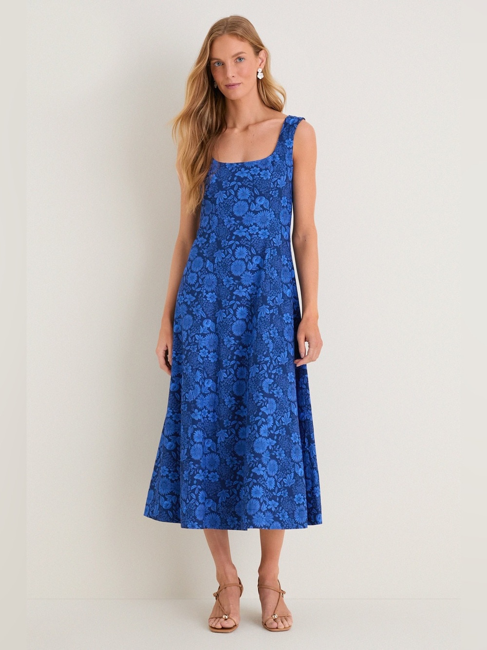 Hyacinth House Cobalt Blue Dahlia Floral Catie Dress SzXL New - Picture 2 of 10